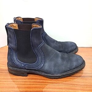 UGG Collection Men's Boots Size 8 Stevano Navy Blue Leather Rare Made in Italy